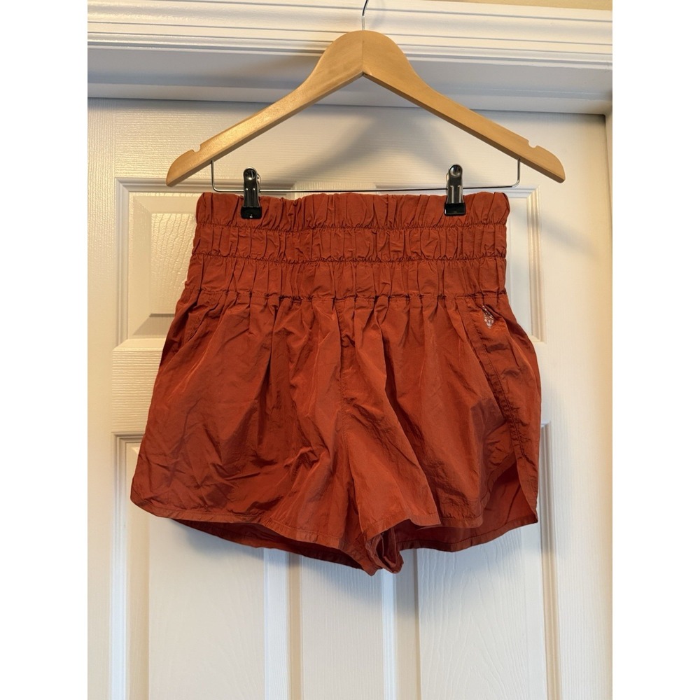 Free People Movement The Way Home Shorts Women Large Rust Orange High Smocked